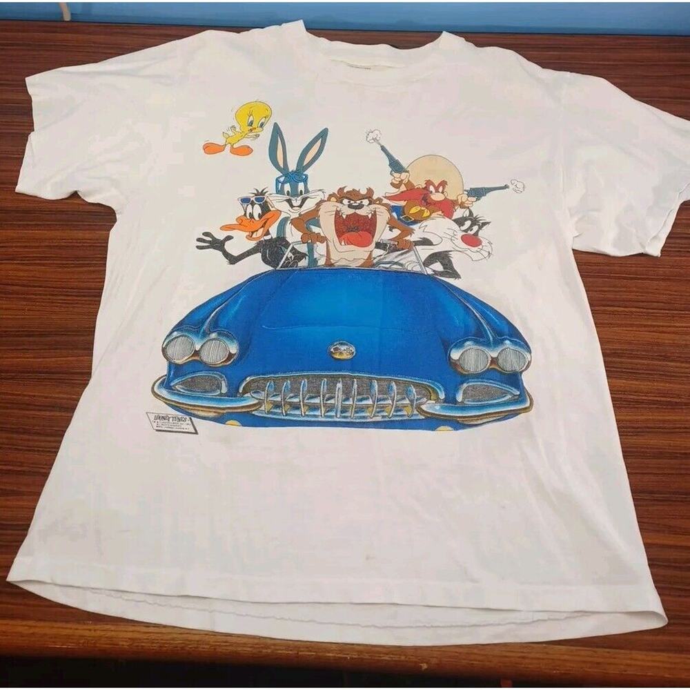 Vintage Looney Tunes 1989 Shirt Single Stitch L Colorful Graphics Bugs,Taz,Daffy